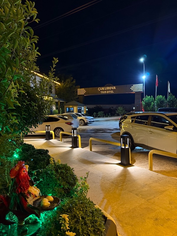 Bahçe ve giriş, gece